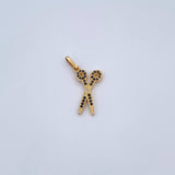 Pendant Scissors 1.75gr / 2.7cm / White Black Zircons 18K Yellow Gold &