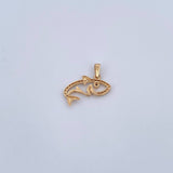 Pendant Shark Silhouette 1.5gr / 2cm / Black and White Zircons 18K Yellow Gold &