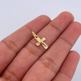 Pendant Cross Christ 0.6gr / 1.5cm / Diamond Cut Yellow Gold &