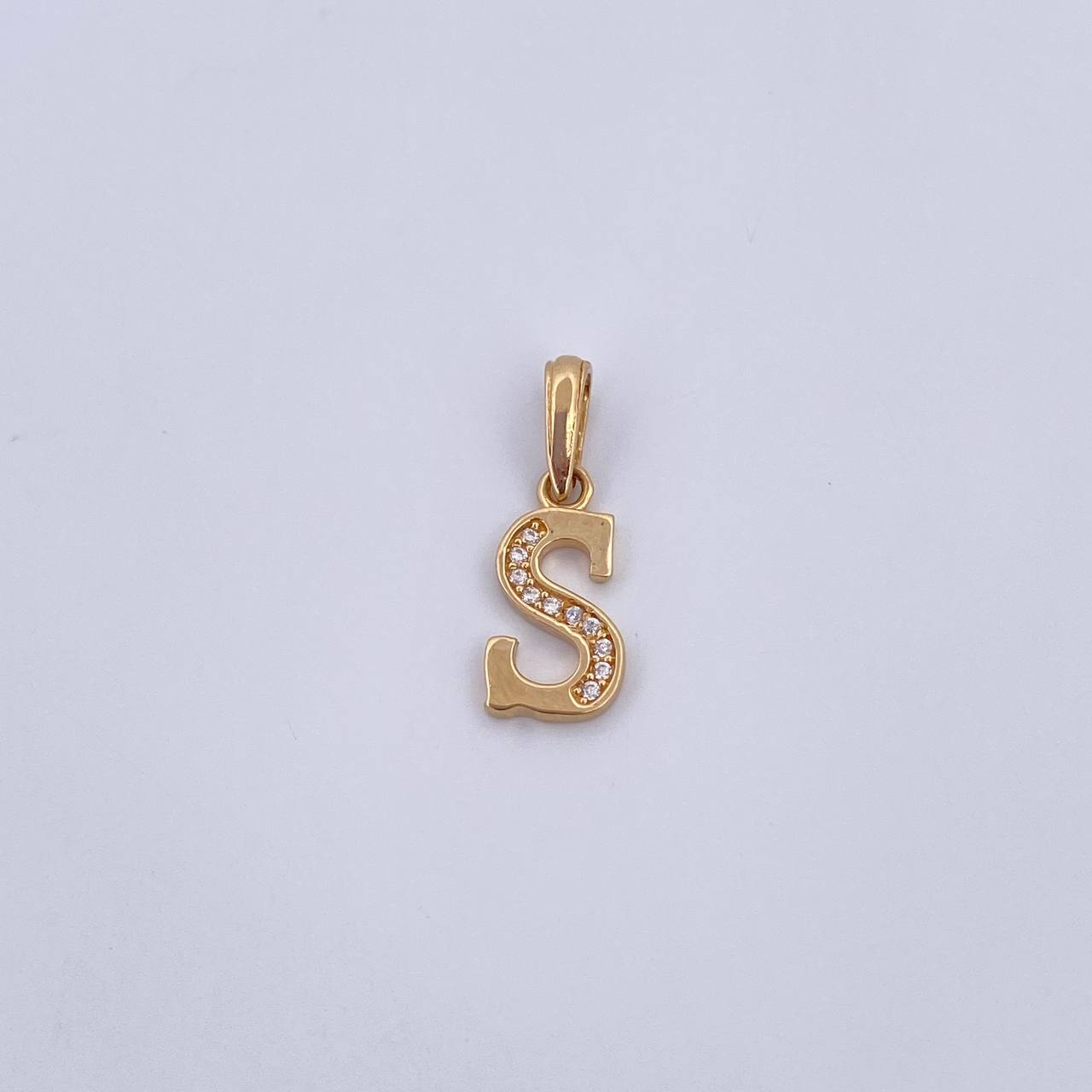 Pendant Letter S 1gr / 2cm / White Zirconia 18K Yellow Gold &