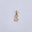 Pendant Letter S 1gr / 2cm / White Zirconia 18K Yellow Gold &