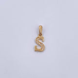 Pendant Letter S 1gr / 2cm / White Zirconia 18K Yellow Gold &