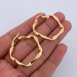 Hoop Earrings Milu 2.85gr / 3cm / Textured Twisted 18K Yellow Gold &