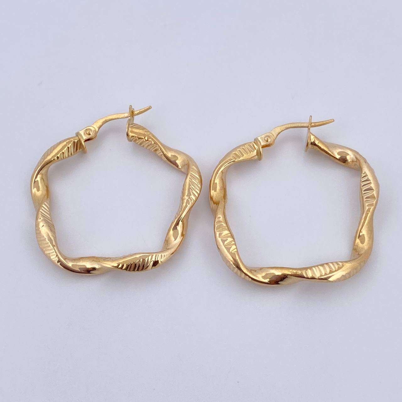 Hoop Earrings Milu 2.85gr / 3cm / Textured Twisted 18K Yellow Gold &