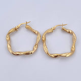 Hoop Earrings Milu 2.85gr / 3cm / Textured Twisted 18K Yellow Gold &