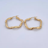 Hoop Earrings Milu 2.85gr / 3cm / Textured Twisted 18K Yellow Gold &