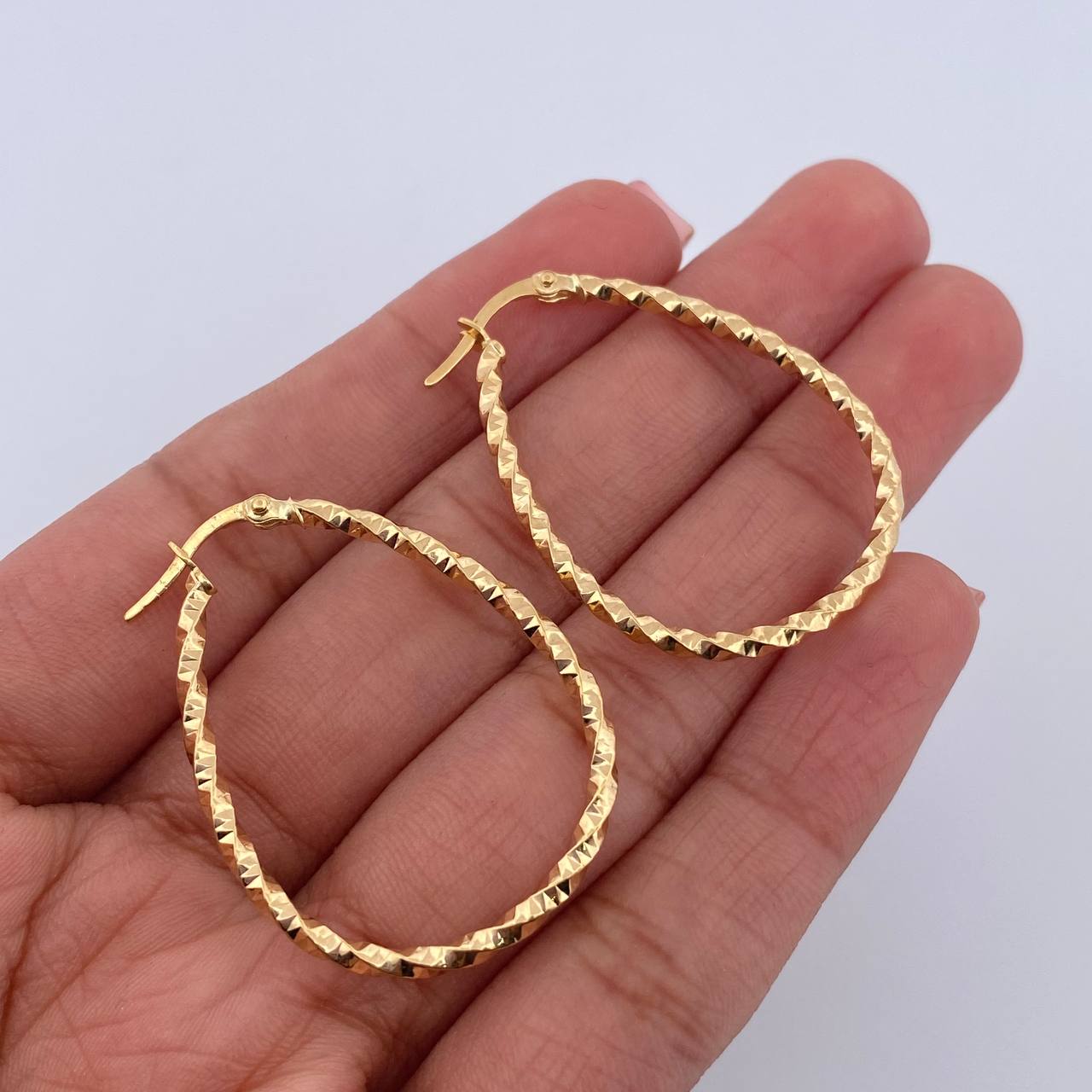 Hoop Earrings Dyla 2.1gr / 3.5cm / Oval Yellow Gold 18K &