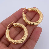 Hoop Earrings Anny 5.4gr / 3cm / Yellow Gold 18K Dotted &