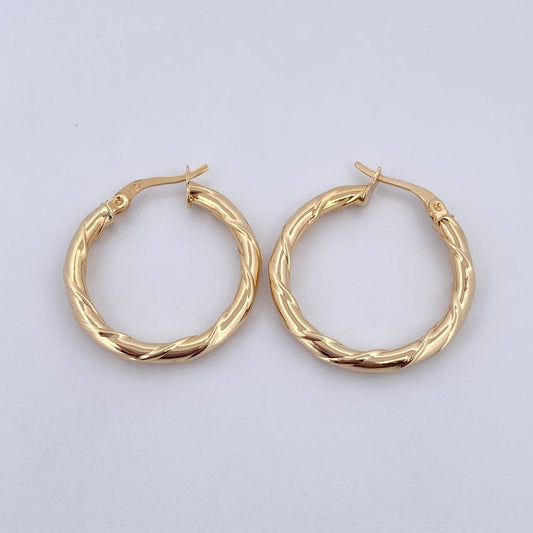 Candongas Gema 2.4gr / 2.7cm / Relieve Lisas Oro Amarillo 18K &