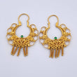 Candongas Reina 7.45gr / 4.2cm / Filigrana Circon Verde Oro Amarillo 18K &