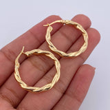 Hoop Earrings Gem 3gr / 2.7cm / Twisted Relief 18K Yellow Gold &