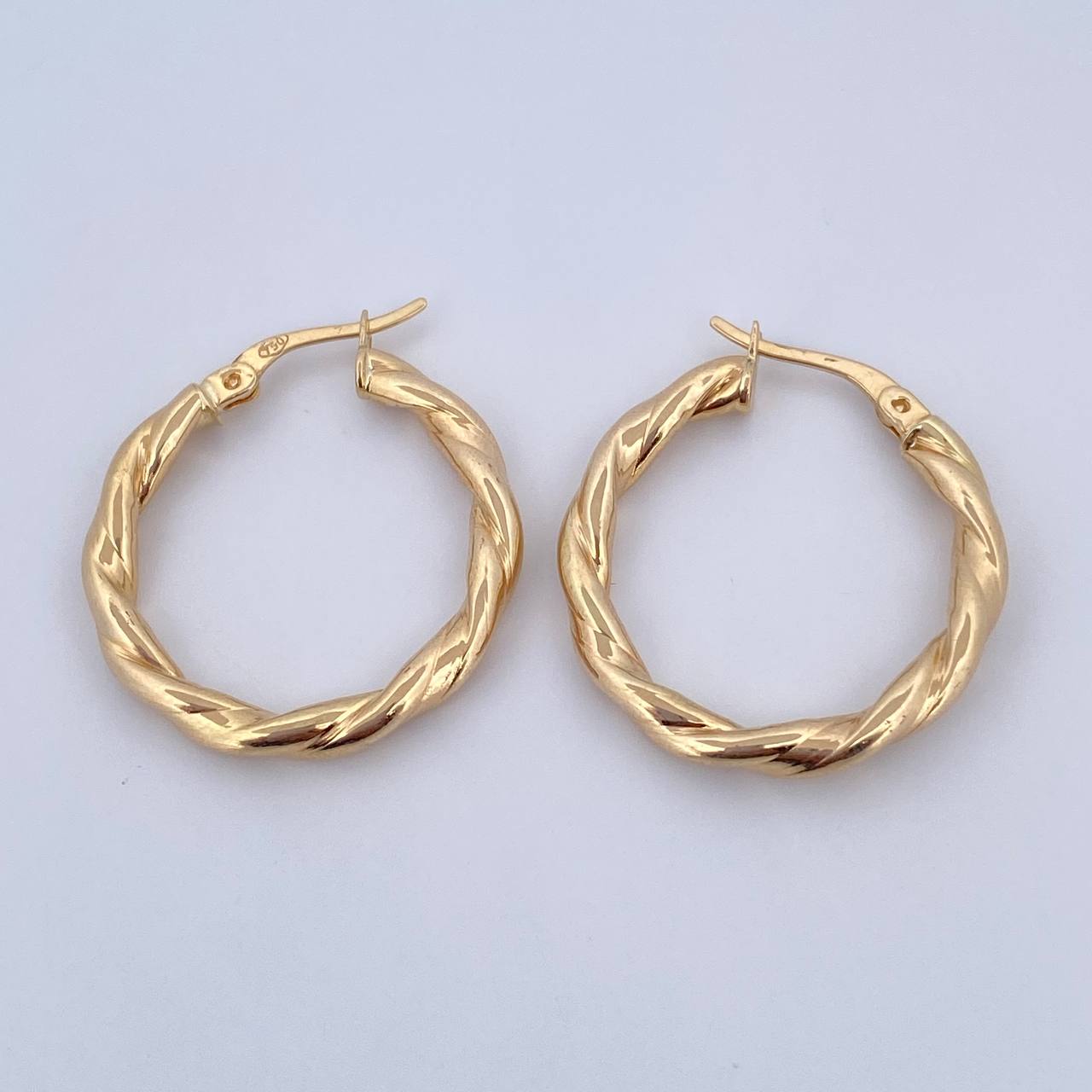 Hoop Earrings Gem 3gr / 2.7cm / Twisted Relief 18K Yellow Gold &