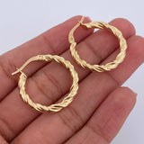 Hoop Earrings Fenix 2.4gr / 2.5cm / Striped 18K Yellow Gold &