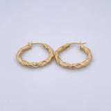 Hoop Earrings Fenix 2.4gr / 2.5cm / Striped 18K Yellow Gold &