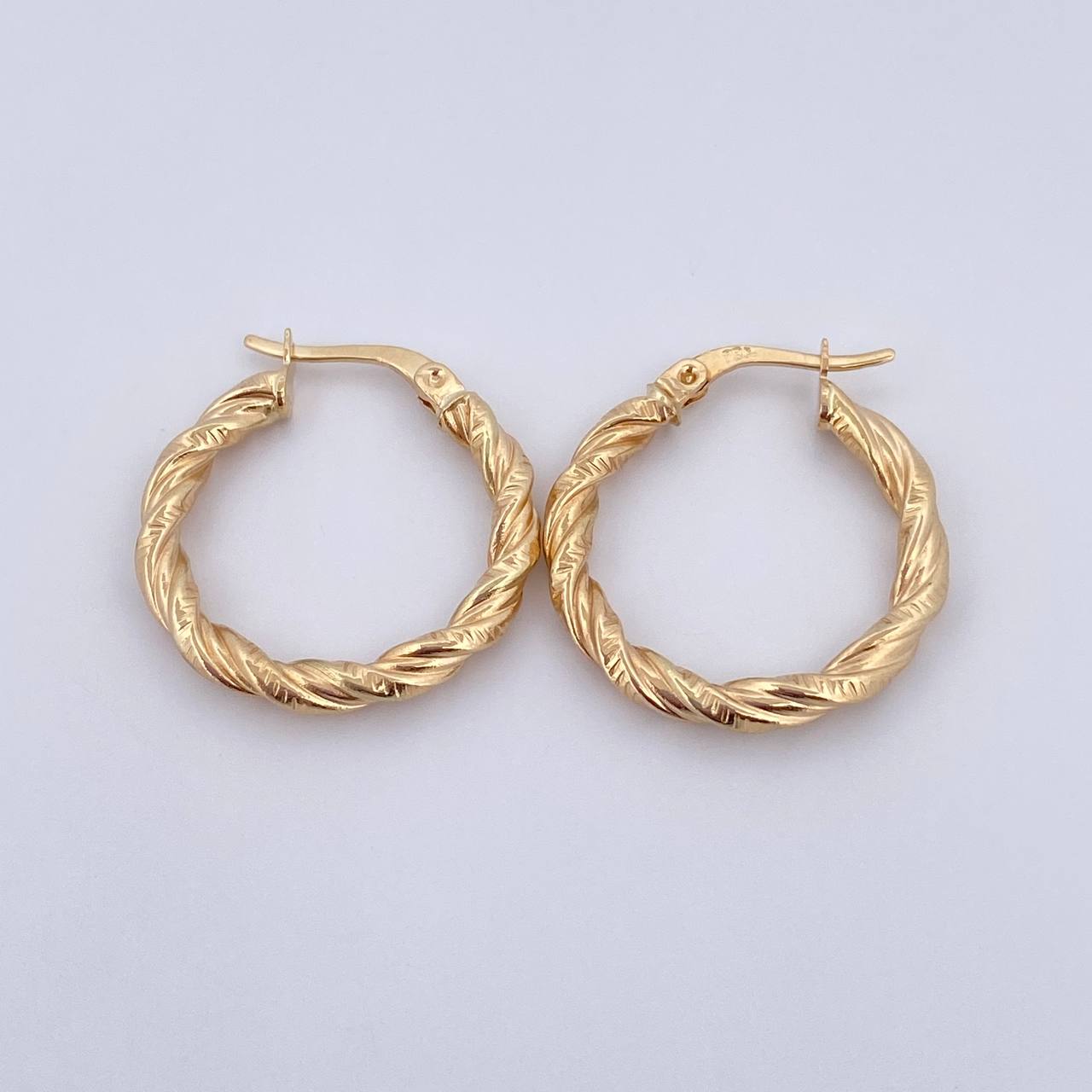 Hoop Earrings Fenix 2.4gr / 2.5cm / Striped 18K Yellow Gold &