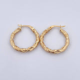 Hoop Earrings Fenix 2.4gr / 2.5cm / Striped 18K Yellow Gold &