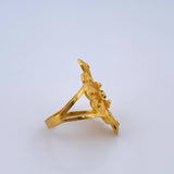 Filigree Ring 4.4gr / Size 6 3/4 / Green Zircon 18K Yellow Gold &