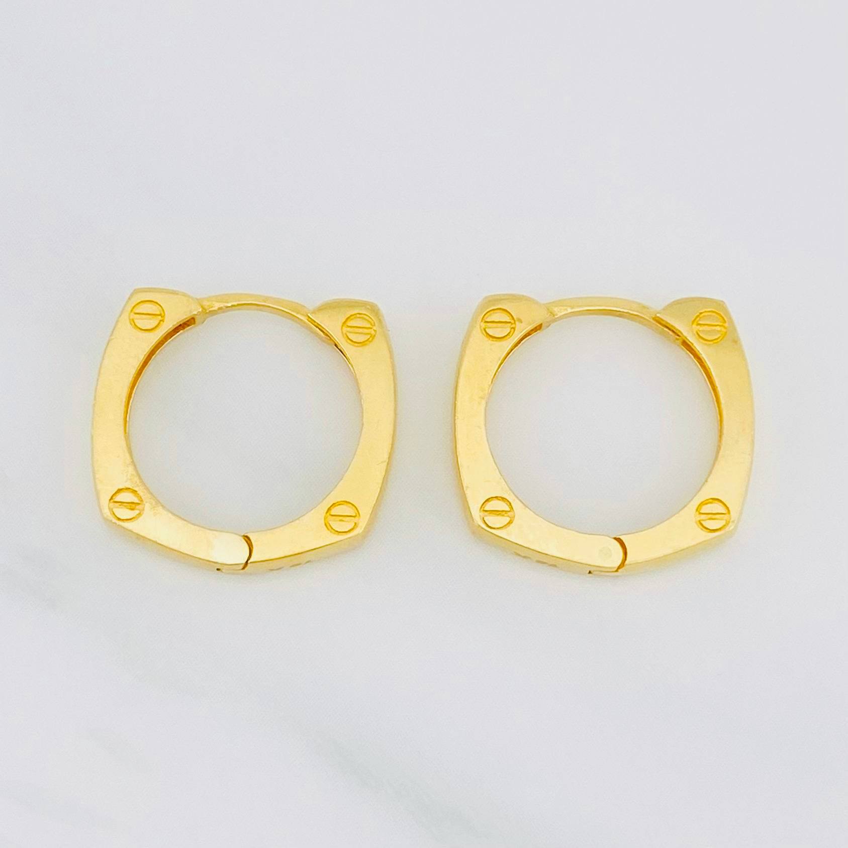 Hoop Earrings Screw 3.45g / 1/2 in Yellow Gold 18K