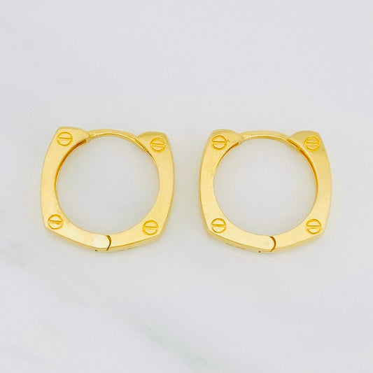 Hoop Earrings Screw 3.45g / 1/2 in Yellow Gold 18K