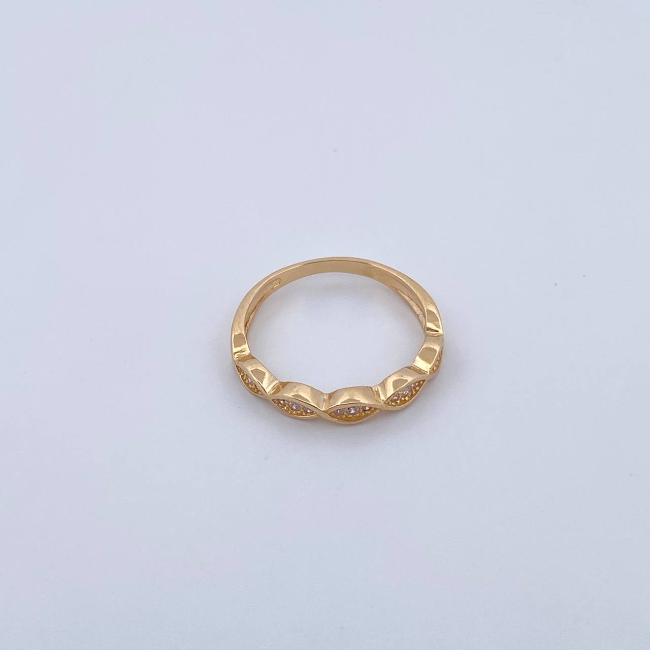 Infinite Eyes Ring 2.05gr / T6 1/4 / White Zirconia Yellow Gold 18K $