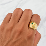 Anillo Sello Palmera 3.5g / T9 3/4 Oro Amarillo 18K