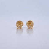Stud Earrings Butterfly 0.45gr / White Zircon Yellow Gold 18K $