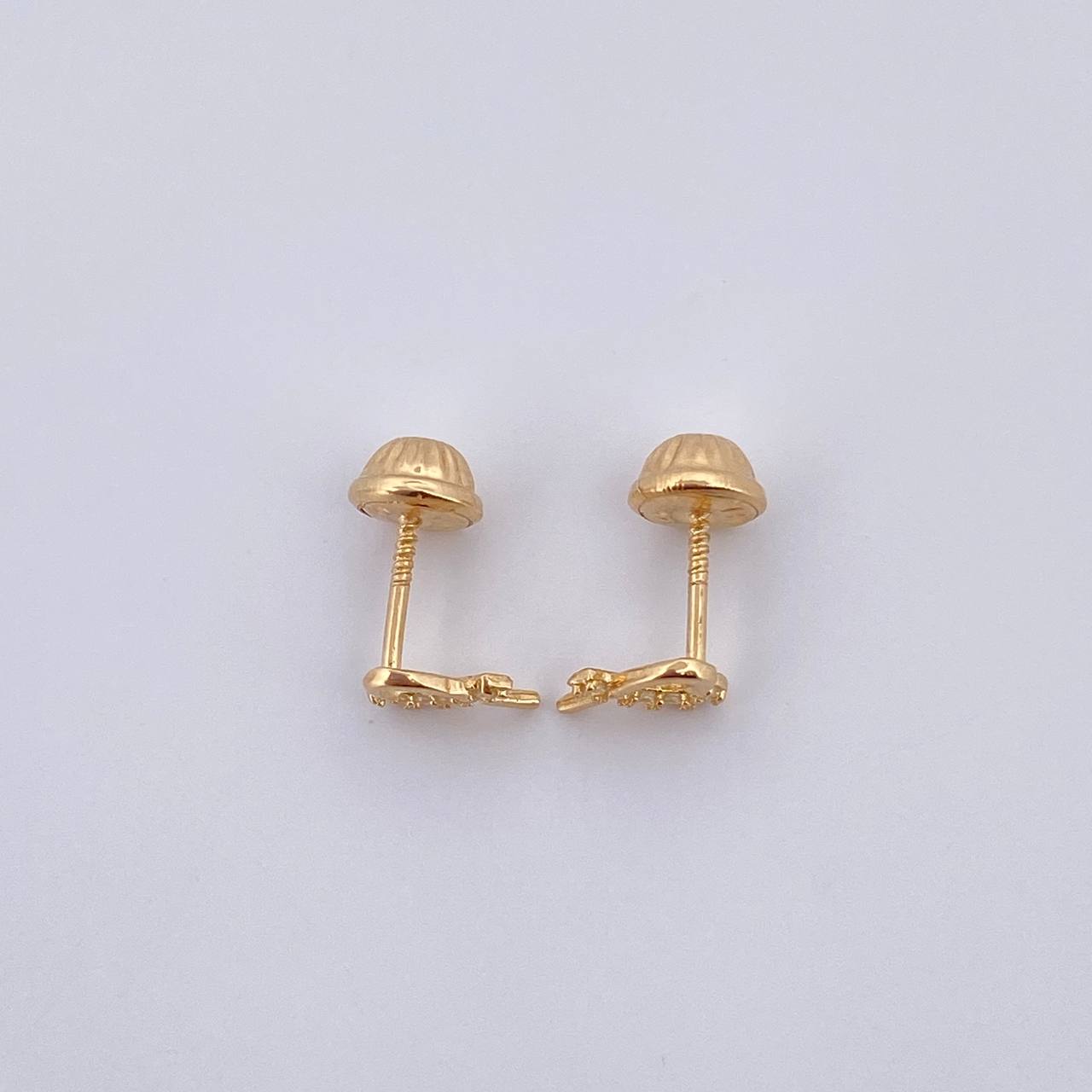 Stud Earrings Shared Heart 0.7gr / White Zircons Yellow Gold 18K $