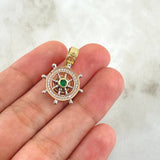 Pendant Timon Movil 4.05gr / 2.7cm / White and Green Zircons Three 18K Golds