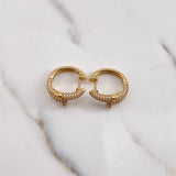 Hoop Earrings Nail 5.95gr / 1.8cm / White Zircons 18K Yellow Gold #