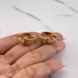 Hoop Earrings Nail 5.95gr / 1.8cm / White Zircons 18K Yellow Gold #