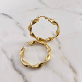 Hoop Earrings Amber 3.95gr / 3cm / Twisted 18K Yellow Gold #