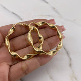 Hoop Earrings Amber 3.95gr / 3cm / Twisted 18K Yellow Gold #