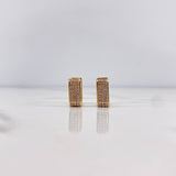 Hoop Earrings Rustic 3.5gr / 1.2cm / White Zircons 18K Yellow Gold #