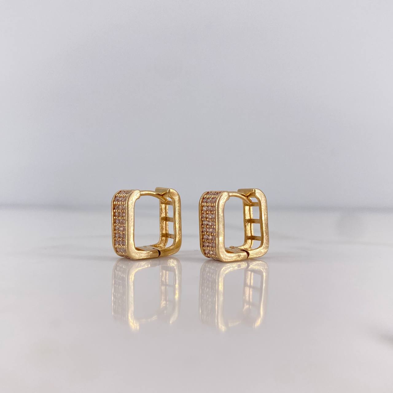 Hoop Earrings Rustic 3.5gr / 1.2cm / White Zircons 18K Yellow Gold #
