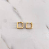 Hoop Earrings Rustic 3.5gr / 1.2cm / White Zircons 18K Yellow Gold #