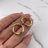 Hoop Earrings Fairy 1.45gr / 1.4cm / Striped 18K Yellow Gold #