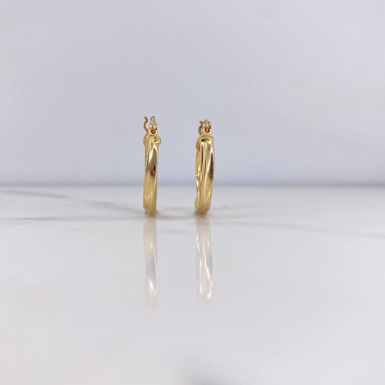 Hoop Earrings Fairy 1.45gr / 1.4cm / Striped 18K Yellow Gold #