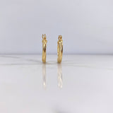 Hoop Earrings Fairy 1.45gr / 1.4cm / Striped 18K Yellow Gold #