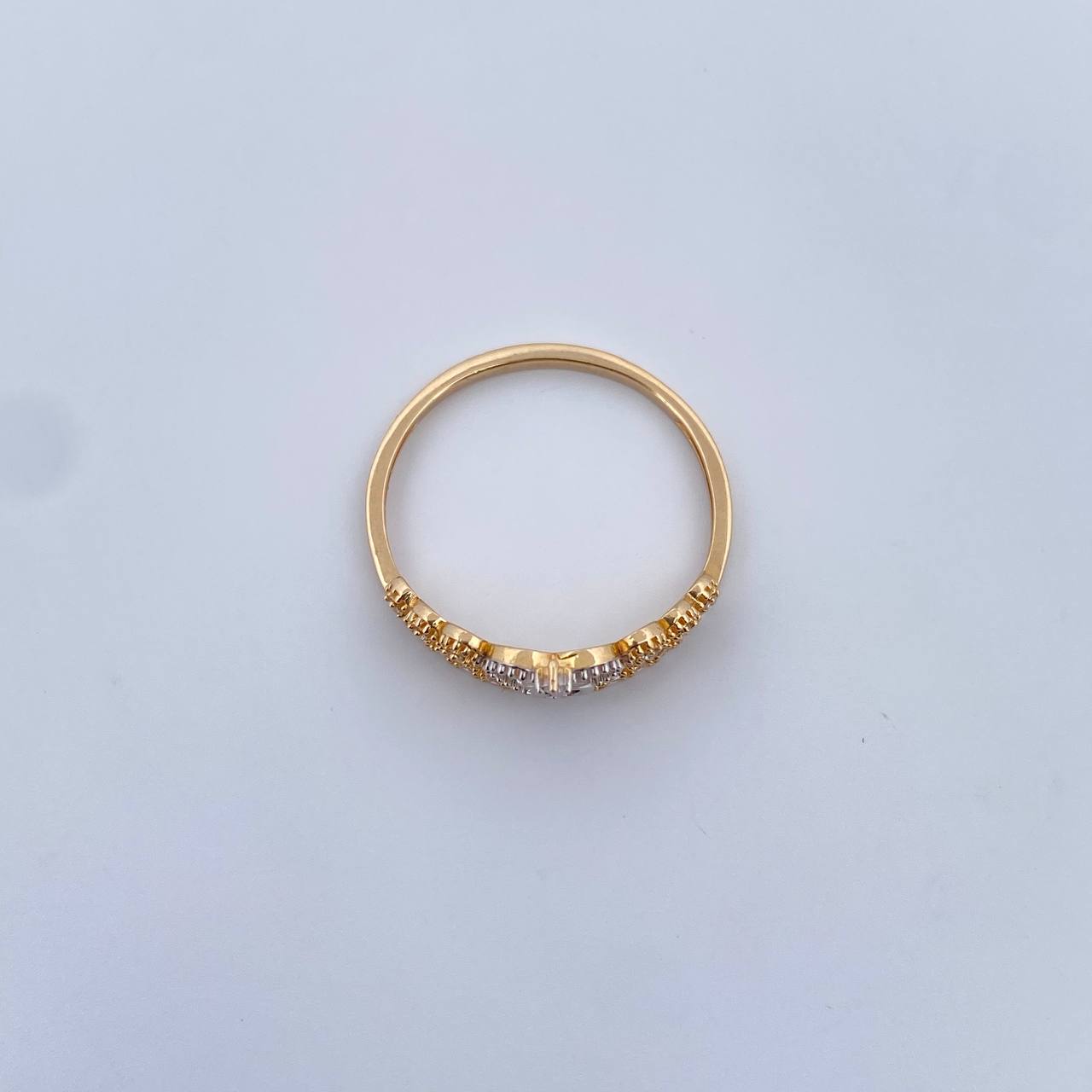 Heart Crown Ring 15's 2.55gr / T10 3/4/ White Zircons Two 18K Yellow and White Golds $