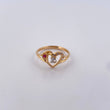 Heart Flower Ring 15's 2.05gr / Size 6 1/2 / White and Fuchsia Zircons Two-tone 18K Yellow and White Gold $