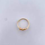 Heart Flower Ring 15's 2.05gr / Size 6 1/2 / White and Fuchsia Zircons Two-tone 18K Yellow and White Gold $