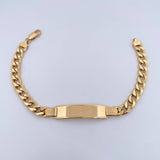 Pulso Cubano 17.5gr / 22cm / 7.5mm Placa Rectangular Lisa Oro Amarillo +0 18K $