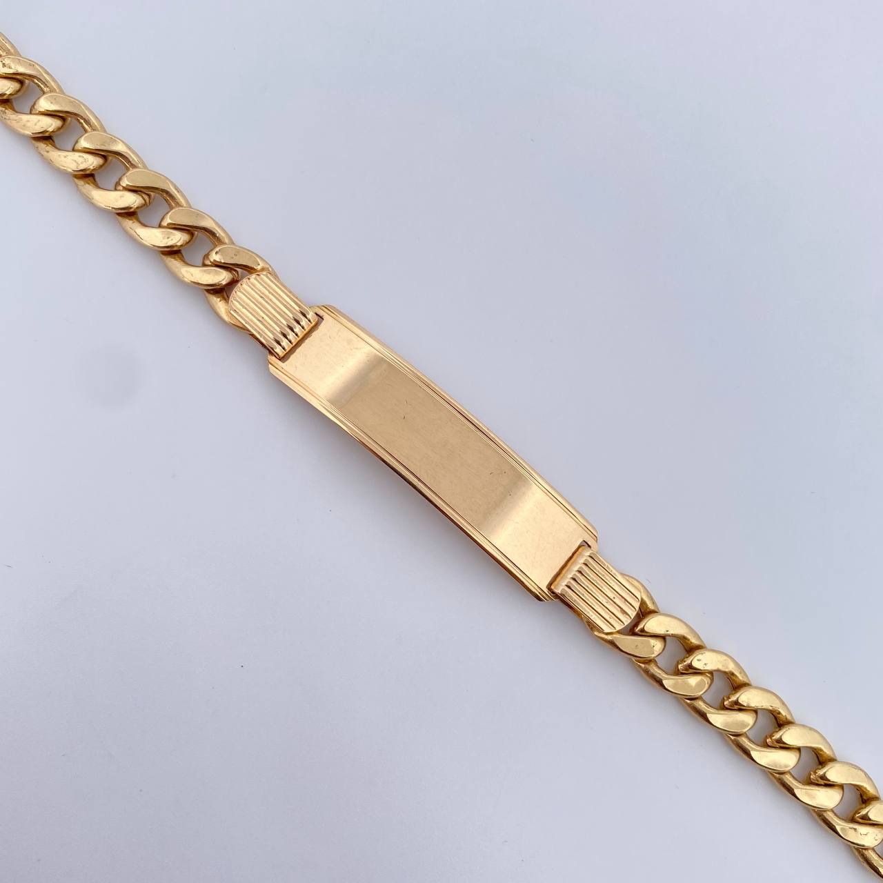 Pulso Cubano 17.5gr / 22cm / 7.5mm Placa Rectangular Lisa Oro Amarillo +0 18K $
