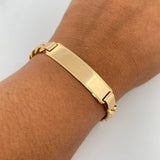 Pulso Cubano 17.5gr / 22cm / 7.5mm Placa Rectangular Lisa Oro Amarillo +0 18K $