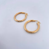 Hoop Earrings Mary 2.8gr / 3cm / Striped 18K Yellow Gold $