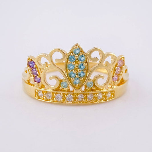 Anillo Corona en Plumas 3.05g / T7 3/4 Oro Amarillo 18K
