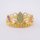 Anillo Corona en Plumas 3.05g / T7 3/4 Oro Amarillo 18K