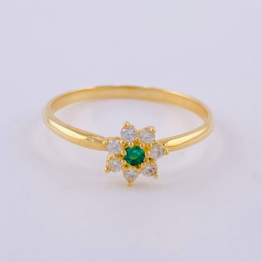 Solitaire Flower Ring 7 Petals 1.3g / T6 Yellow Gold 18K