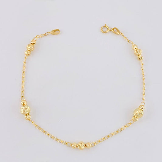 Pulso Tipo Militar Diamantado 2.2g / 7 1/4 in / 1.4mm Oro Amarillo 18K