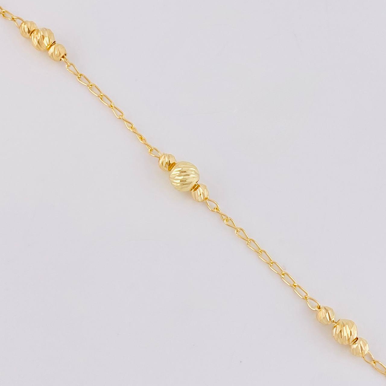 Pulso Tipo Militar Diamantado 2.15g / 7 1/4 in / 1.4mm Oro Amarillo 18K